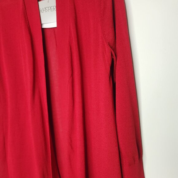 NWT Kasper Red Holiday Knit Open Front Cardigan Size Large - Picture 2 of 6